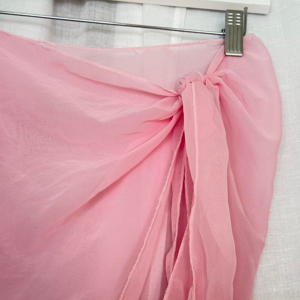 ✿ sheer pink mesh sarong wrap skirt ✿ y2k beach cover up ⋆ - Picture 6 of 6
